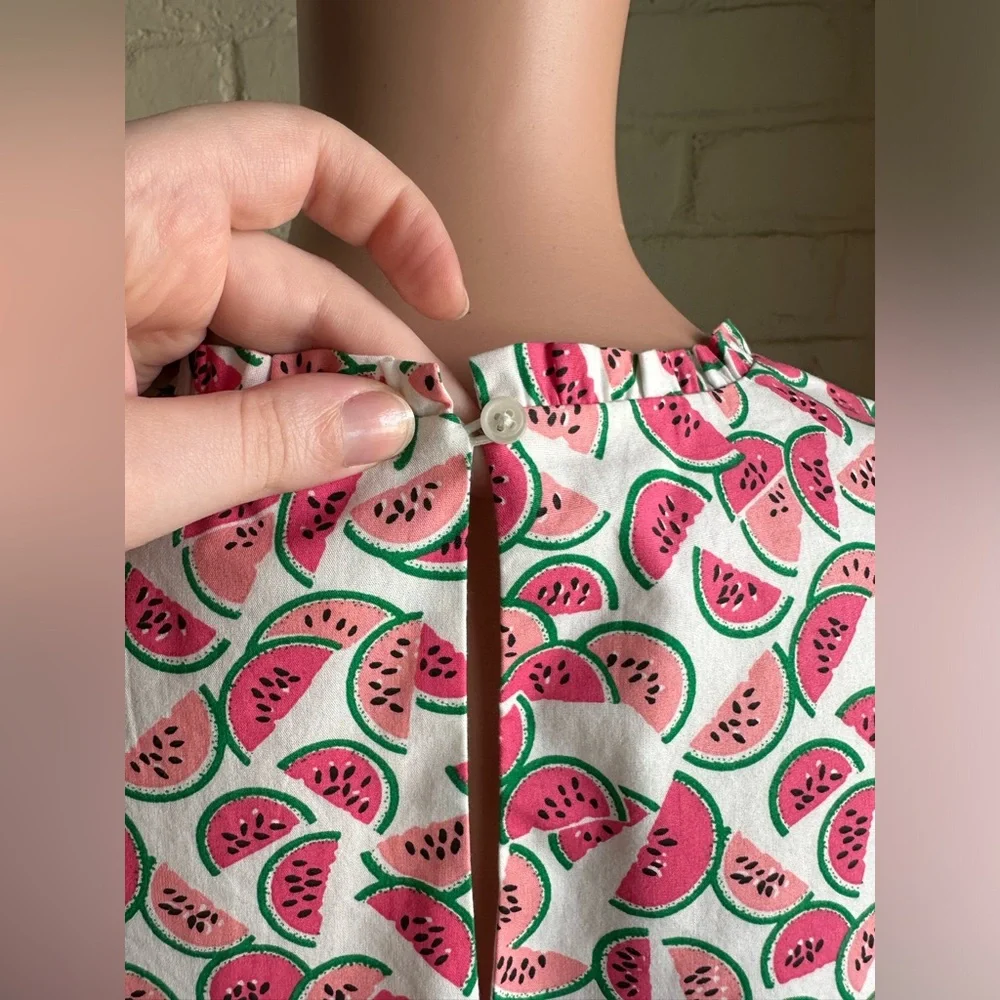 J.Crew size 4 white and pink watermelon summer pattern flowy dress